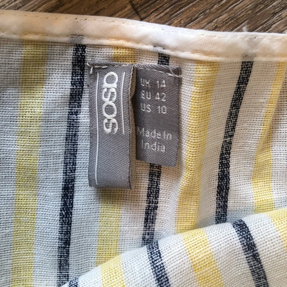 Asos yellow striped sweetheart belted top - Picture 5 of 8